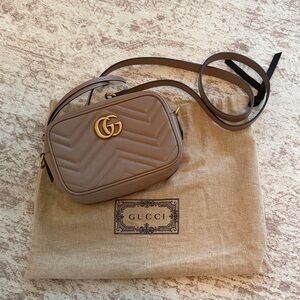 Gucci Beige Matelassé Chevron Crossbody with Gold GG